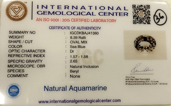 8.39 Ratti Natural Aquamarine: A Gem of Serenity and Elegance image 1