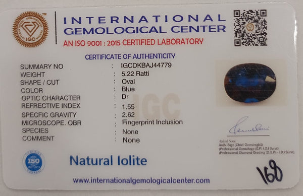 Natural Iolite| Govt. Lab Certified | Oval | Blue withCertificate No.: IGCDKBAJ44779 image 2
