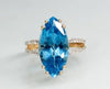 Stunning Natural Blue Topaz in Marquise Shape with Diamonds in 14K Gold Ring image 0