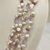 Natural Pearls 3 Line Tumble Shape Necklace: A Dazzling Display of Elegance and Charm 060 image 1