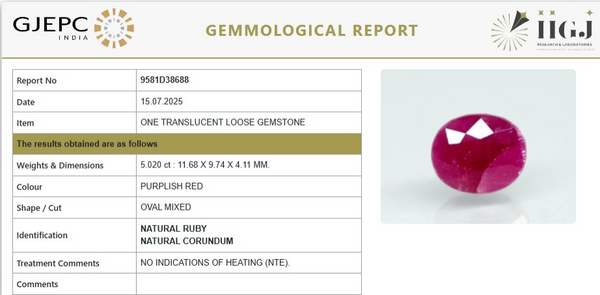Natural Ruby |KB12k50|Oval Mixed | Untreated | Govt. Lab Certified |9581D38688
