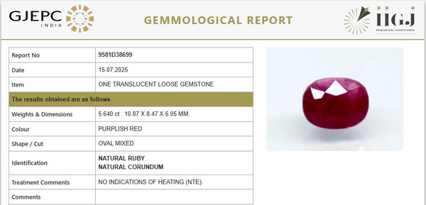 Natural Ruby |KB12k50|Oval Mixed | Untreated | Govt. Lab Certified |9581D38699