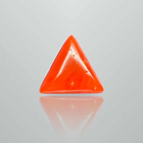 Natural Italian Red Coral (Moonga) triangular cabochon, report no. 11836D47510