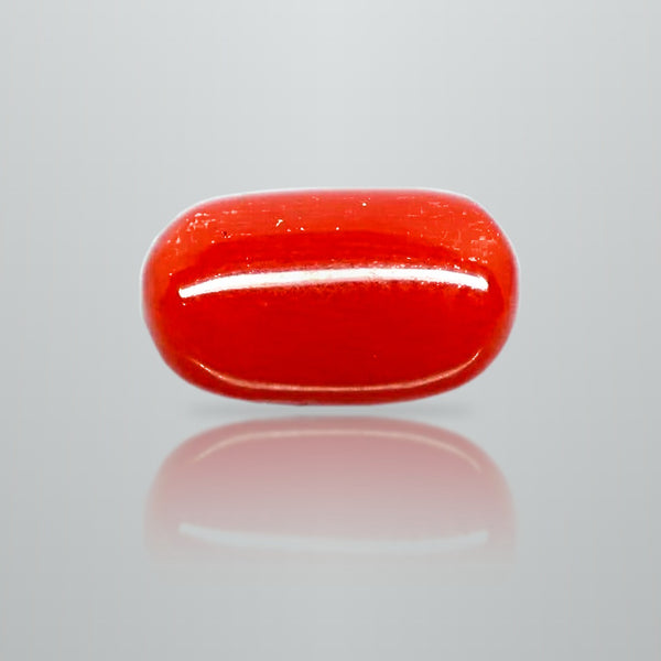 Natural Italian Red Coral (Moonga) oval cabochon, report no. 11877D47657