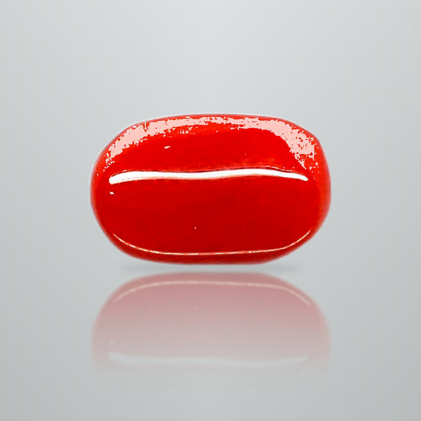 Natural Italian Red Coral (Moonga) oval cabochon, report no. 11877D47665