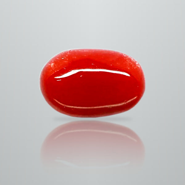 Natural Italian Red Coral (Moonga) oval cabochon, report no. 11877D47666
