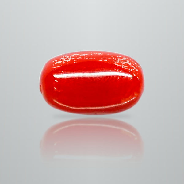 Natural Italian Red Coral (Moonga) oval cabochon, report no. 11877D47662