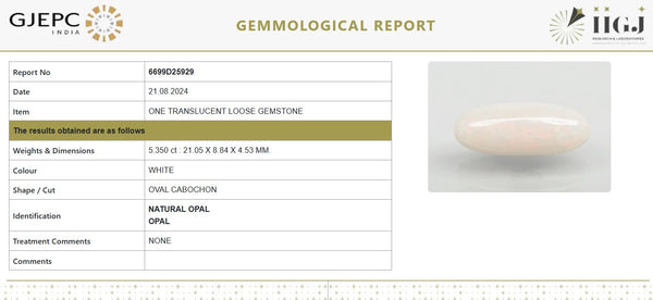 Natural Fire Opal 5.95 Ratti |40H00|Oval Cabochon | Govt. Lab Certified No.: 6699D25929