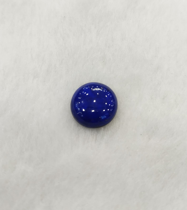 Natural Lapis Lazuli 9.39 Ratti Round Cabochon deep blue with pyrite - IGC Certificate No. IGCDKBAJ44668