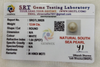 SRT Gems Testing Laboratory certificate SRGTL30826 for Natural South Sea Pearl from Tushar Gems