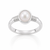 Natural Pearl (Moti) ring in sterling silver with ribbed shoulders – Tushar Gems