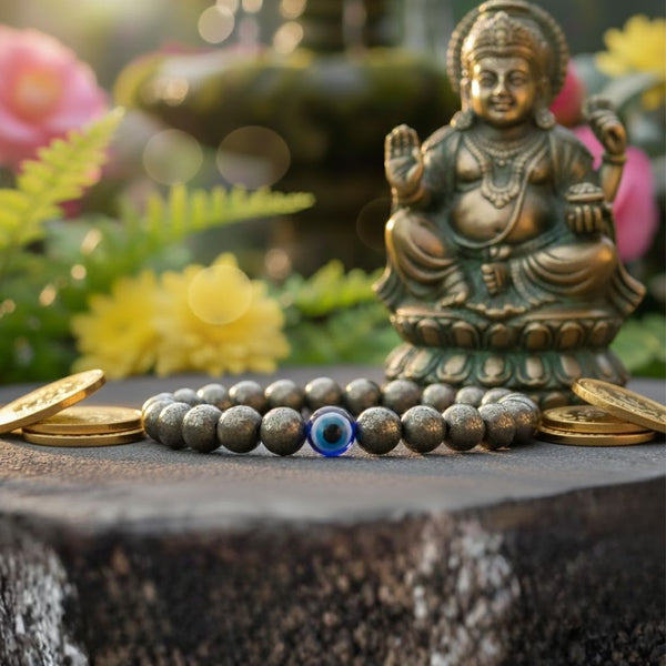 Rich Dhan Bracelet - Pyrite with Evil eye