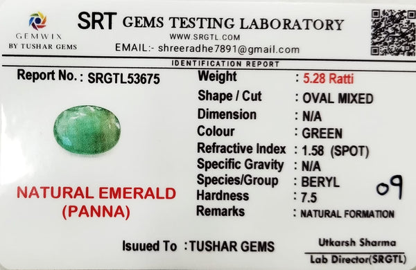 Natural Emerald |28H00| OVAL MIXED | Lab Certified No. SRGTL53675