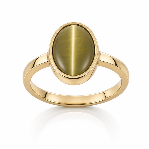 Natural Cat's Eye (Lehsunia) ring on white background - Tushar Gems
