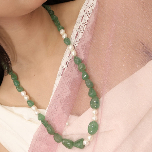 Semi Emerald Tumble Single Line Necklace: A Touch of Elegance-G.STB11 image 1