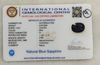 IGC certificate IGCDKBAJ41259 for Natural Blue Sapphire 8.50 Ratti