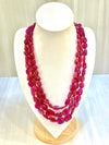 Natural Ruby’s 3 line Tumble shape Neclace image 0