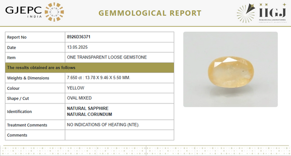 Natural Yellow Sapphire | Oval Mixed Cut | Transparent | Govt. Lab Certified | Unheated | 8926D36371 image 1