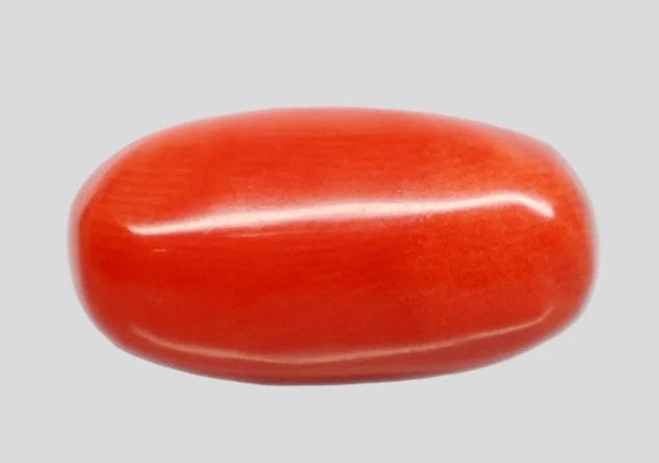 Natural Red Italian Coral 6H50 Oval Cabochon - Report No. 13487D55347