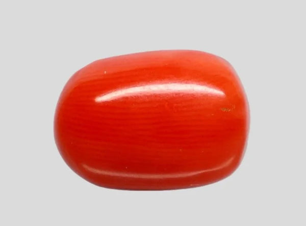 Natural Italian Red Coral (Moonga) oval cabochon, report no. 13762D56718