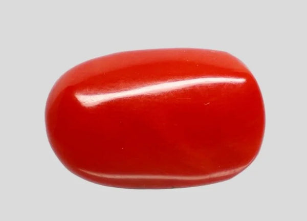 Natural Italian Red Coral (Moonga) oval cabochon, report no. 13762D56720