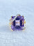 Exquisite Natural Square Shape Amethyst & Diamond Cocktail Ring in 14K Gold image 0