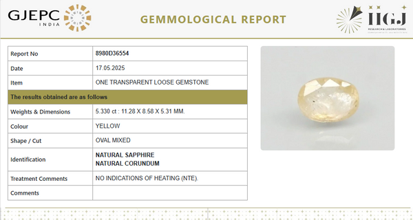 Natural Yellow Sapphire | Oval Mixed Cut | Transparent | Govt. Lab Certified | Unheated | 8980D36554 image 1