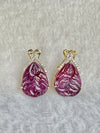 Imperial Ruby Leaf Earrings – 31.72 ct Hand-Carved Natural Rubies with 0.55 ct Diamonds image 0