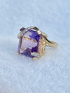 Exquisite Natural Square Shape Amethyst & Diamond Cocktail Ring in 14K Gold image 1