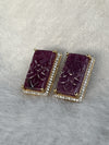 Royal Blossom Earrings – 30.30 ct Hand-Carved Purplish Red Natural Ruby with 0.82 ct Natural Diamonds image 2