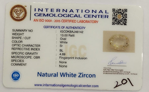 Natural White Zircon | Certified | Oval | Certificate No.: IGCDKBAJ46142 image 2
