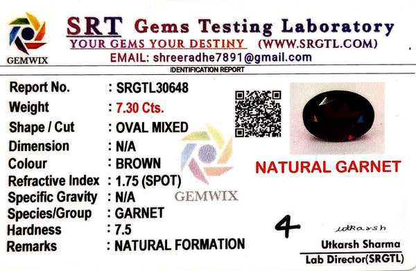 Natural Garnet Oval Mix SRT Certified No : SRGTL30648 image 2