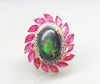 Exquisite Natural Black Opal with Ruby & Diamonds in 14K Gold image 0