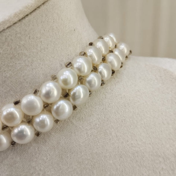 The Natural Pearl 3 Line Round Shape Necklace: A Timeless Classic Redefined P 051 image 2