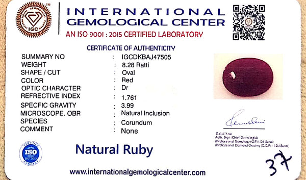 Natural Ruby | Certified Oval Cut | Rich Red Corundum No.: IGCDKBAJ47505 image 2