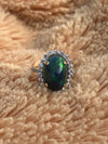 Elegant Natural Green Opal in Oval Shape with Diamonds in 14K Gold Ring image 1
