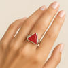 Natural Coral Ring | Triangle Cut Red Coral | Certified Gemstone in Sterling Silver image 1