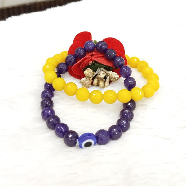 AMETHYST WITH EVIL EYE BRACELET & YELLOW QUARTZ JUPITOR SPIRITUAL AWARENESS image 2