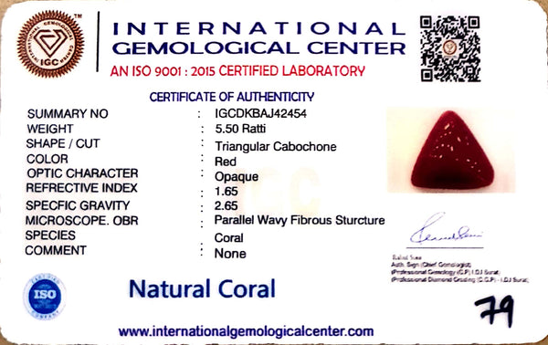 Natural Italian Red Coral | Certified Triangular Cabochon Moonga | Untreated Gemstone IGCDKBAJ42454 image 1