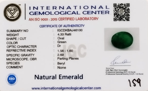 Natural Emerald | OvalCut | Govt. Lab Certified No. IGCDKBAJ46100 image 2