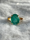 Elara Emerald Diamond Ring in 14K Gold – 7.25 ct Natural Emerald & 0.43 ct Certified Diamonds image 0