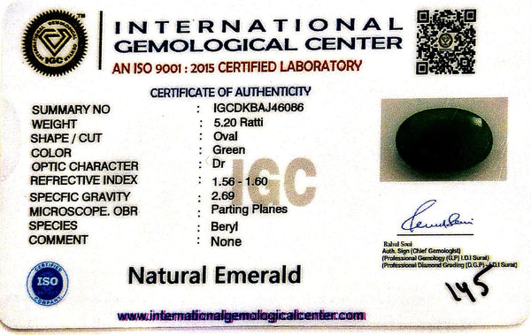 Natural Emerald | Oval | Lab Certified No. IGCDKBAJ46086 image 2