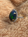 Elegant Natural Green Opal in Oval Shape with Diamonds in 14K Gold Ring image 2