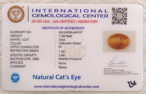 Natural Cat’s Eye: The Stone of Ketu for Protection and Spiritual Growth Summary No IGCDKBAJ44747 image 2