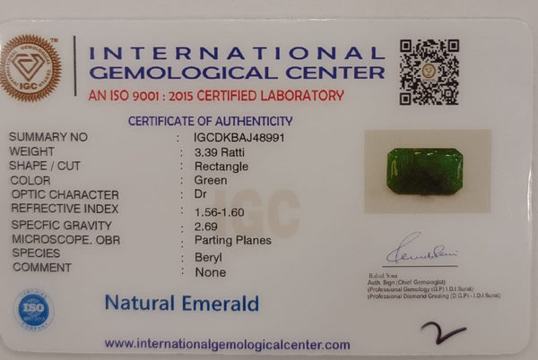 Natural Emerald | OvalCut | Govt. Lab Certified No. IGCDKBAJ48991 image 2