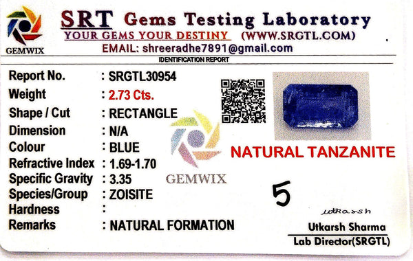 Natural Tanzanite | Rectangle | SRT Certified No : SRGTL30954 image 2