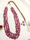 Natural Ruby’s 3 line Tumble shape Neclace image 5
