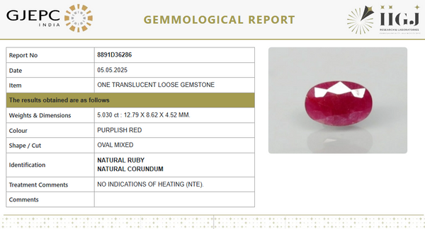 Natural Purplish Red Ruby | Certified Unheated | Oval Mixed Cut image 1