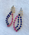 Luxurious Natural Ruby & Blue Sapphire Earrings with Diamonds in 14K Gold image 2