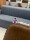 Natural Marquise Shape Amethyst & Diamond Ring in 14K Gold image 0
